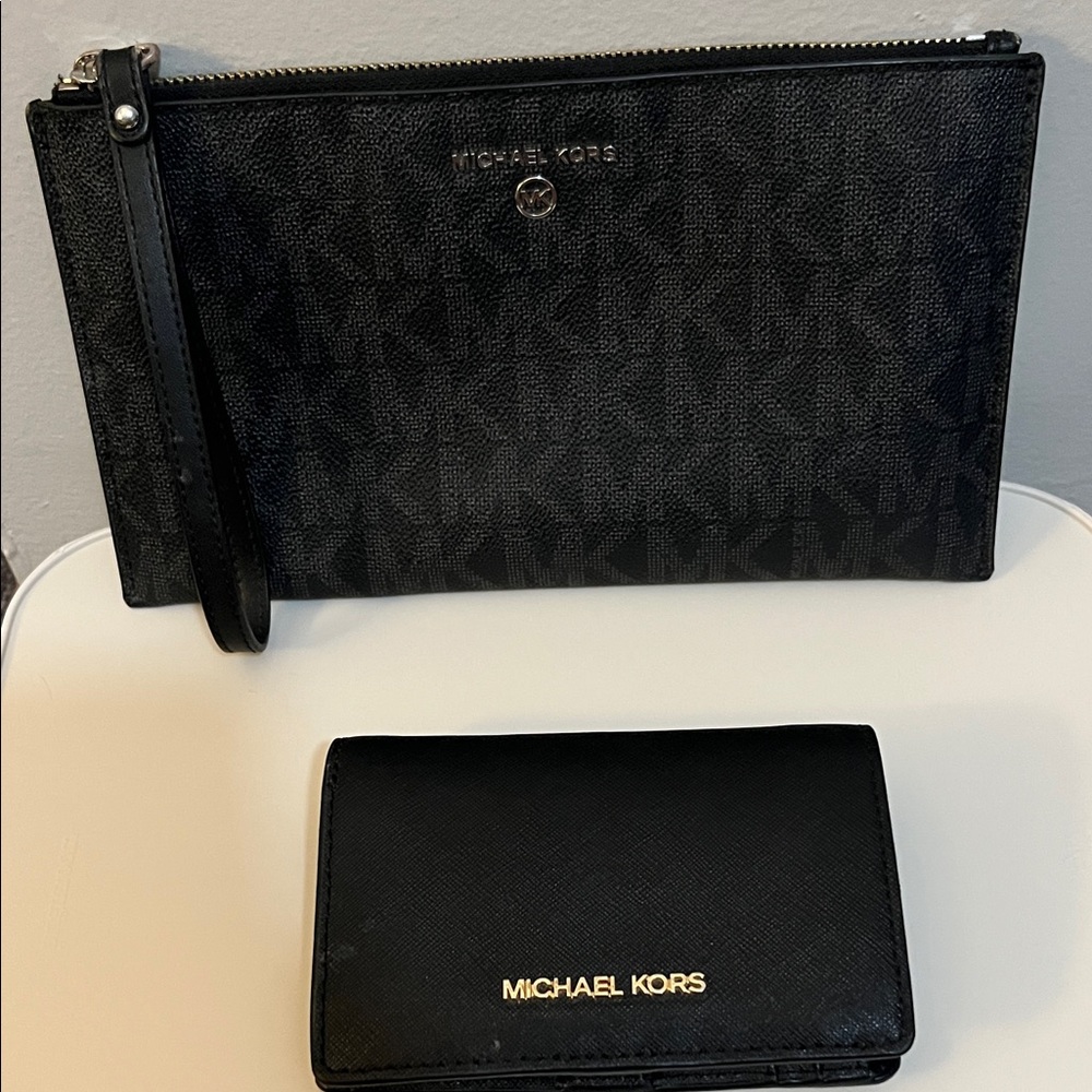 Michael Kors Elegant Black Clutch and Wallet